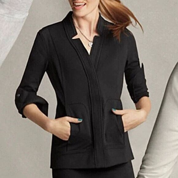 Cabi Around the Clock Black Zip Mandarin Collar Zip Blazer Jacket #5480 Size S - Picture 7 of 7